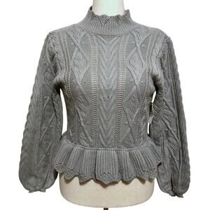 Q + A NWT Peplum Bishop Sleeves Sweater Juniors M